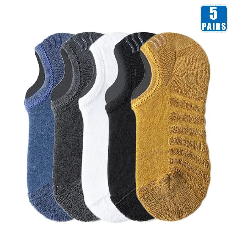 5 Paar Herren Baumwoll Kurzsocken Hochwertige Crew Ankle Casual Weiche Rutschfeste Atmungsaktive Low-Cut Sommer Herbst Socken für Herren
