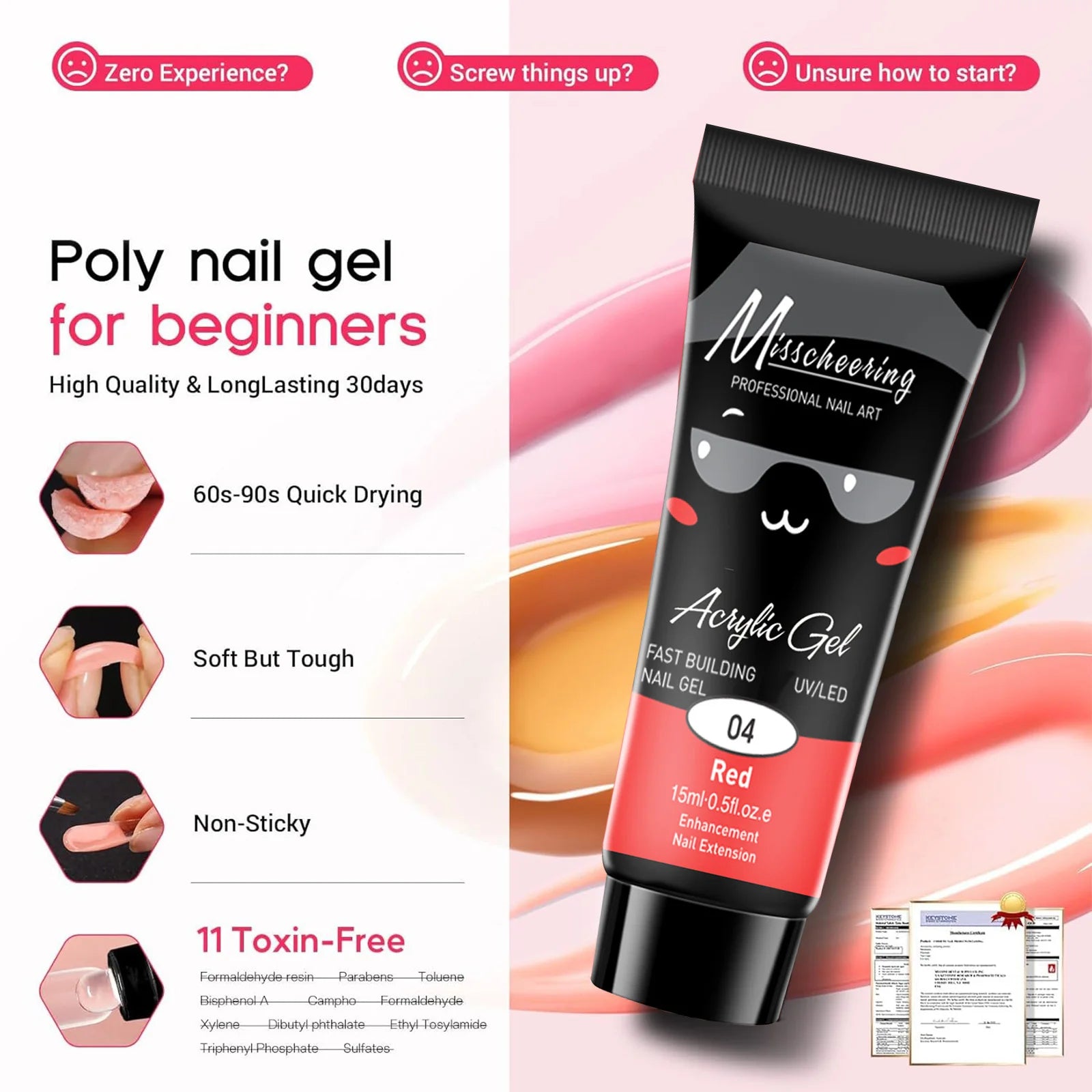 Poly Gel Nail Colors: 12 Colors Nail Extension Gel Kit Bright Rainbow Pink Purple Blue Color Collection Poly Gel Nail Kit Secondary image
