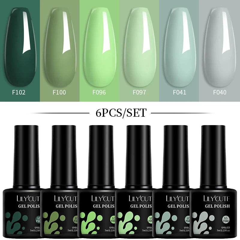 LILYCUTE 7ML 6PCS Neon Gel Nagellack Set fluoreszierend Farbwechsel Semi Permanent Soak Off Maniküre-Kit Nail Art Gel