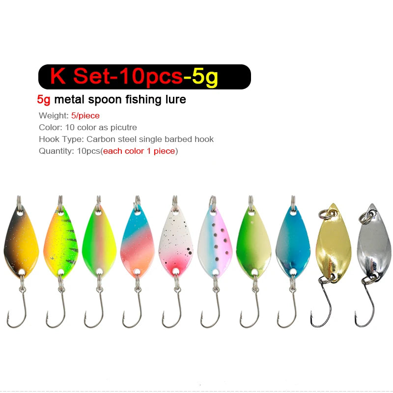 7/9/10 Stück Forellenköder 2,5g/2,6g/3g/3,2g/3,5g/5g Metalllöffel Angelköder Wobbler Casting Jigging Angelzubehör Pesca Döbel