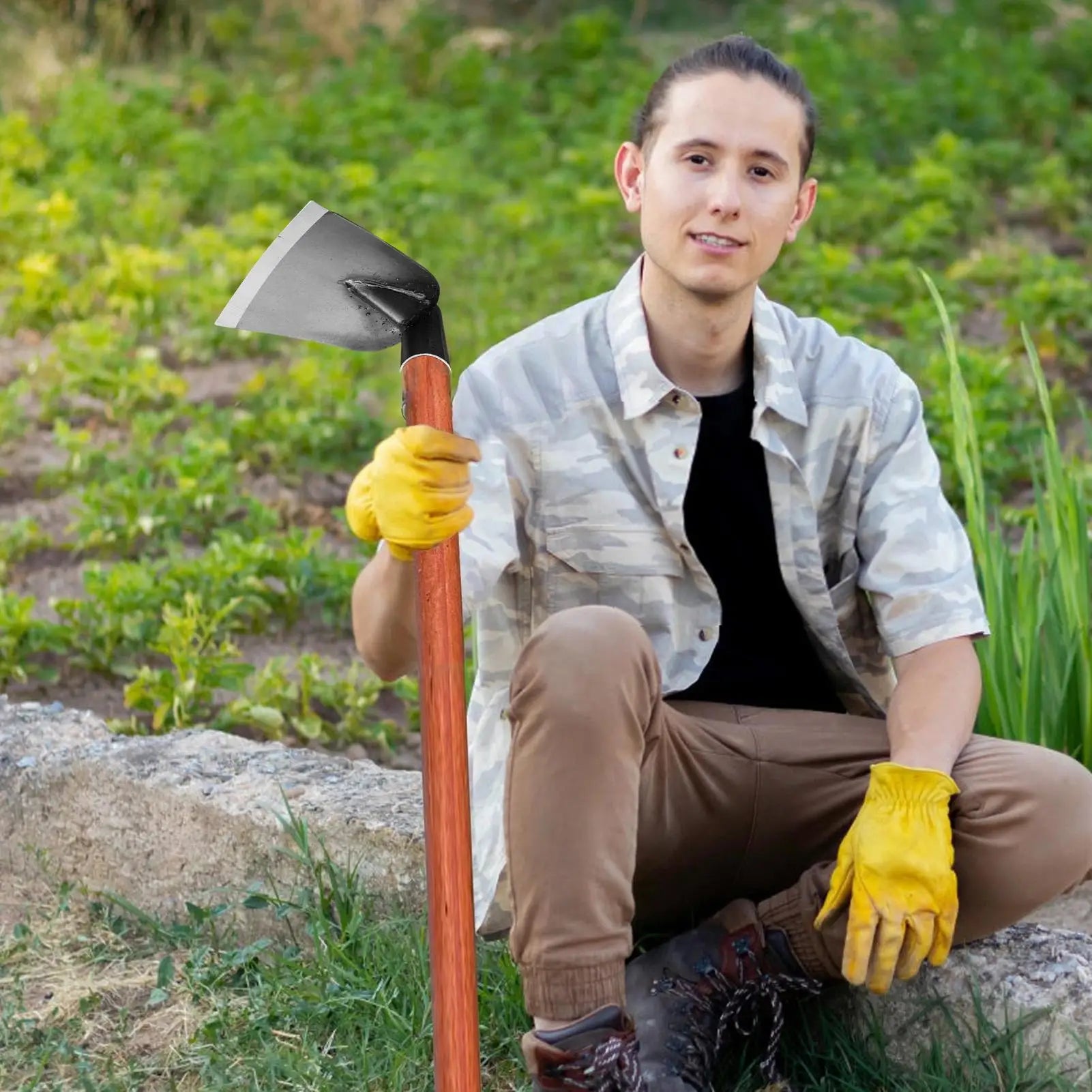Gartenhacke Manganstahl Gartenhacke zum Jäten Hochleistungs-Handwerkzeuge Ersatzteile Grabkultivator zum Lockern von Land