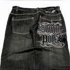 Amerikanische Y2K Street Trend Buchstaben Bestickte Loose Jeans Herren Harajuku Neue Hip Hop Oversized Weite Hose Unisex Mopping Jeans