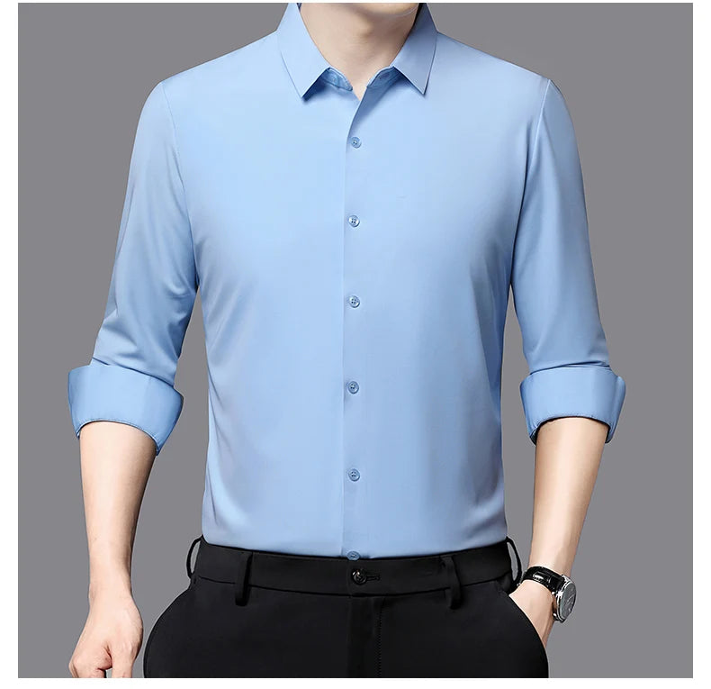 Premium Herren Ultra-Stretch Hemd – Hochwertiges seidiges Business Hemd mit langen Ärmeln für den Business- und Freizeitbereich