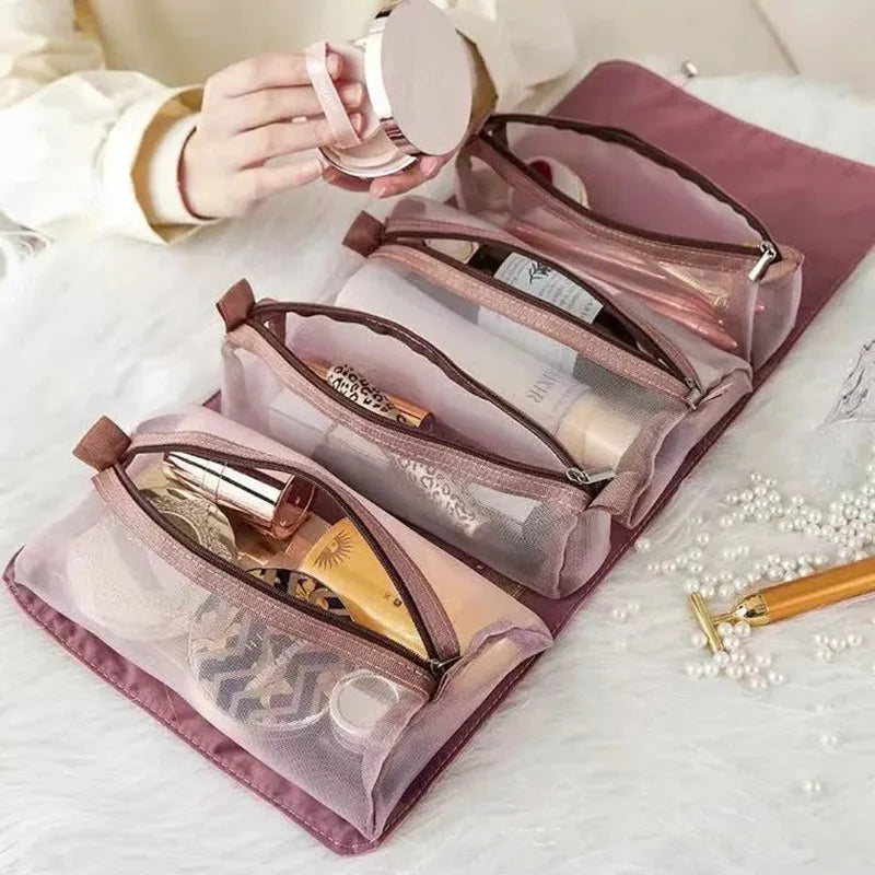 4-in-1 Kosmetiktasche für Damen, Reißverschluss, Netz, trennbare Kosmetiktasche, faltbare Nylon-Tasche, Seil-Make-up-Tasche, Kosmetyczka Hauptbild