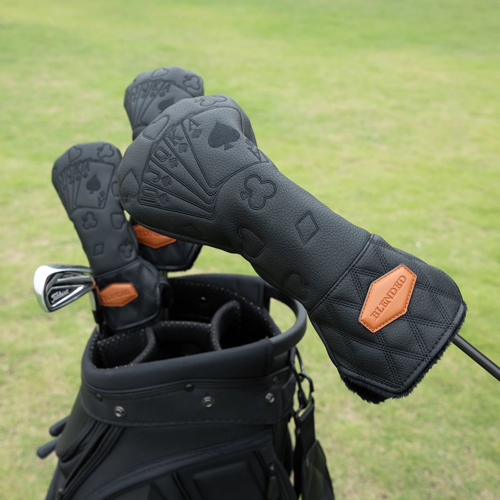 Black Lucky Poker Design Hochwertige Headcovers Bestickung Golfschläger Driver Head Fairwayholz Hybrid Headcovers 3 Holz Headc