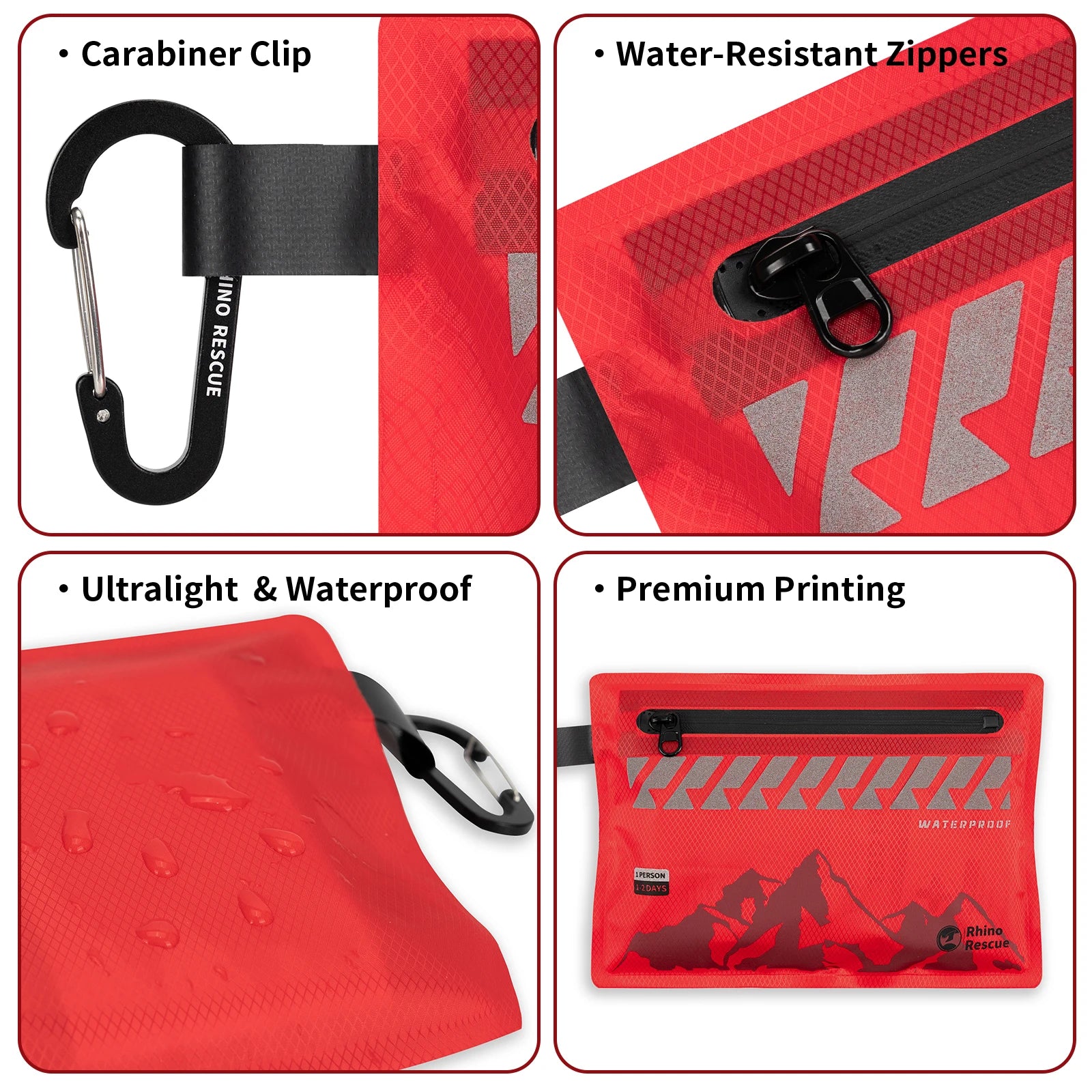 Rhino Rescue Kleines Erste-Hilfe-Set – Ultraleichtes wasserdichtes Medizinisches Notfallset für Wandern, Rucksackreisen, Radfahren, Reisen und Fahrzeuge