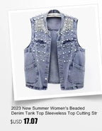Mode Jeansweste Damen Cropped Frühling Sommer Ärmellose Tops Kurze Jacken Weste Top Oberbekleidung Jeans Cowboy Female