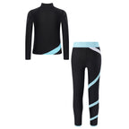 Kids Girls Sports Set Long Sleeve Zipper Sweatshirt with Leggings Children's Sport Suits for Workout Skating Gymnastics Outfits