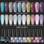 10/12PCS/SET Katze Magnetisches Gel Nagellack Set 9D Reflektierendes Glitzer Gel Halbpermanentes UV Gel Soak Off Funkelndes Nagelkunst Kits