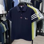 Luxusmarke Herren hochwertiges Kurzarm-Poloshirt Revers Stickerei Welpe Manschette Streifen T-Shirt Business Freizeit Herrenbekleidung