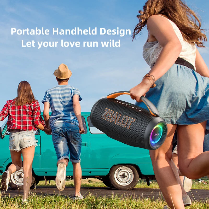 zealot-P12 Lautsprecher 60W Bluetooth-Lautsprecher Tragbarer Lautsprecher mit 10 Stunden Spielzeit, Tragegriff, für Camping, Party, TWS, AUX