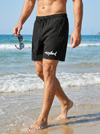 Hai-Grafik Herren Badeshorts Sommer Lässige Strandshorts mit Netzfutter Reißverschlusstaschen Schnell trocknende Badehose