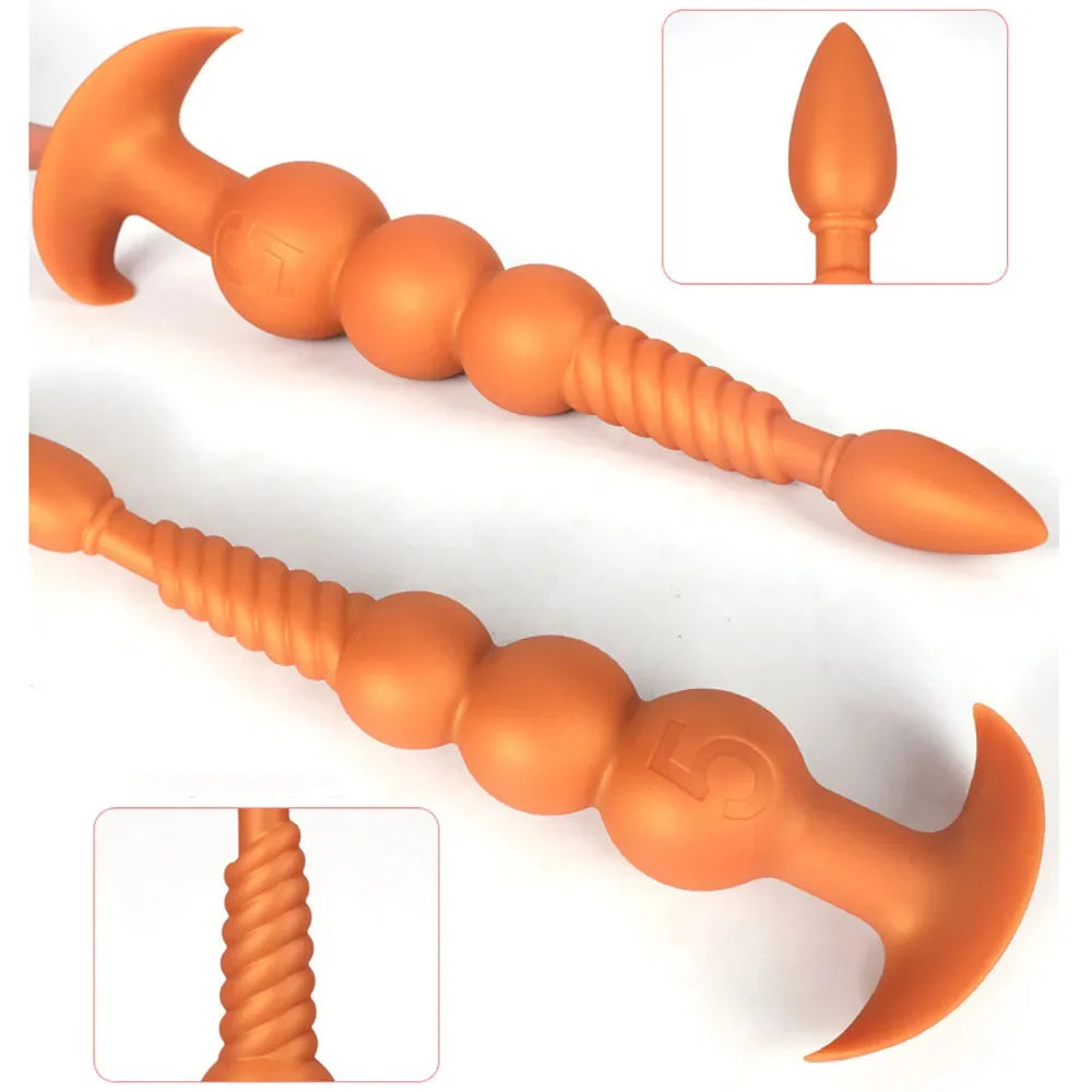 3-10cm Großer Analsex Plug mit Schwanz Sexspielzeug für Erwachsene Spiele Paare DIY Cosplay Großer Butt Plug Silikon Weich Lang Anal Beads Frauen