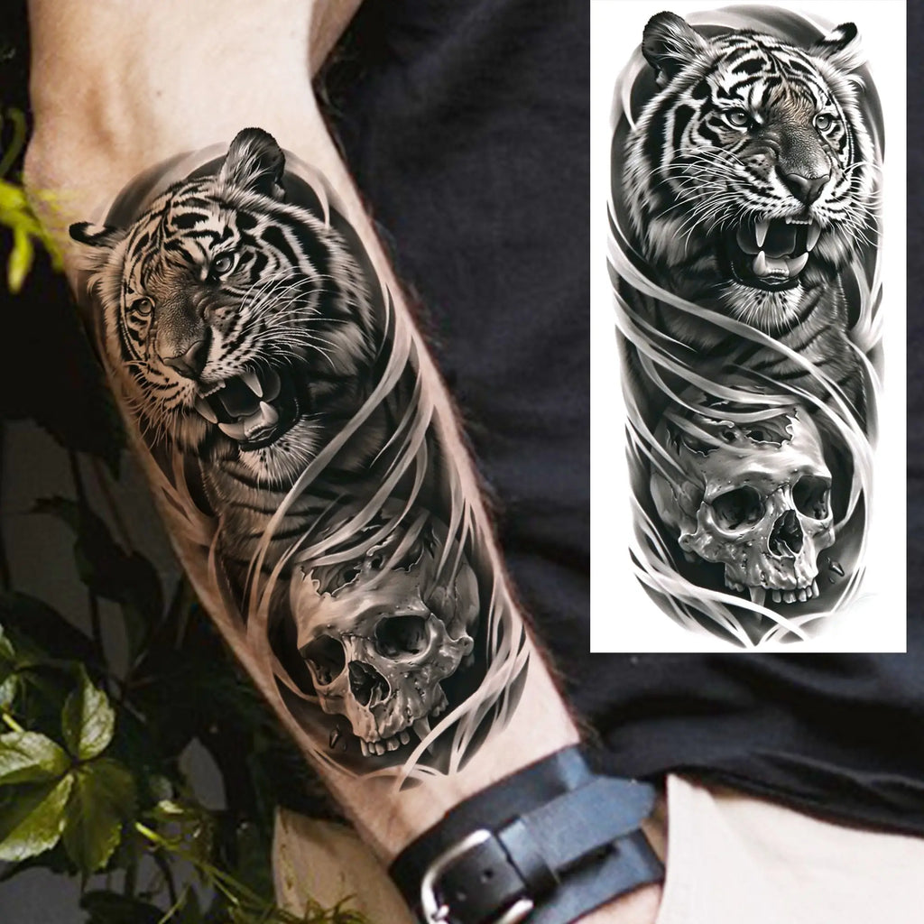 1 Blatt Kobra Schlange Drache Skorpion Temporäre Tattoos für Männer Frauen Wasserdicht Langlebig Löwe Tiger Wolf Fake Tattoo Aufkleber