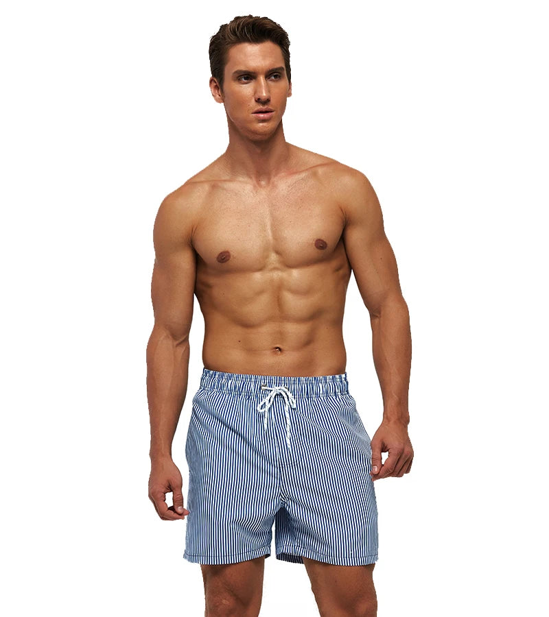 DATIFER Sommer Neue Mode Polyester Herren Shorts Strand Schnell Trocknend Bedruckte Badeshorts Übergröße Mesh-Futter Surf-Fitnessshorts Herren