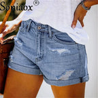2024 Sommer neue Damen-Crimp-Knopfleiste Stretch Sexy Loch Jeans-Shorts High Waist Skinny Streetwear Trendige Ripped Denim-Shorts