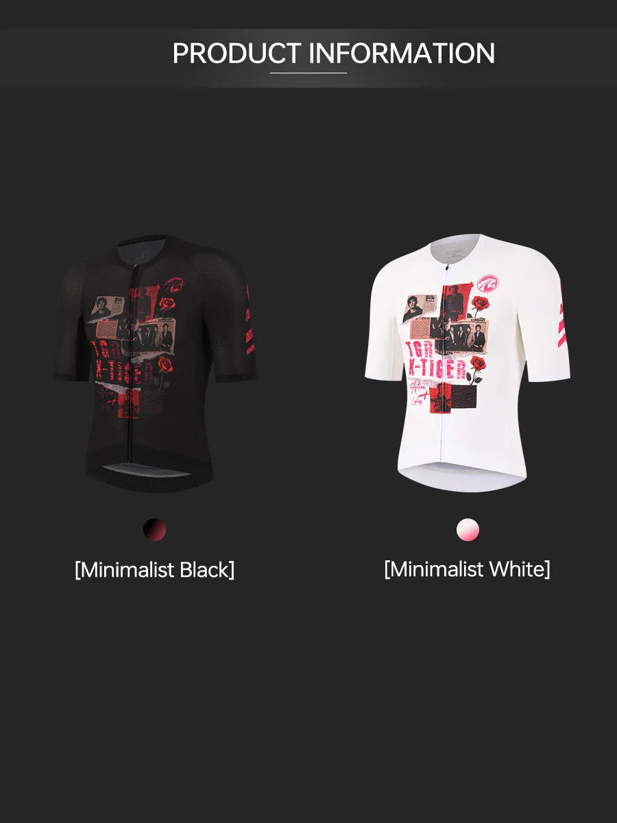 X-TIGER GALE SERIES Herren Radtrikot Kurzarm Slim Fit Rock Punk Style Atmungsaktives Trikot für Mountainbike und Rennrad