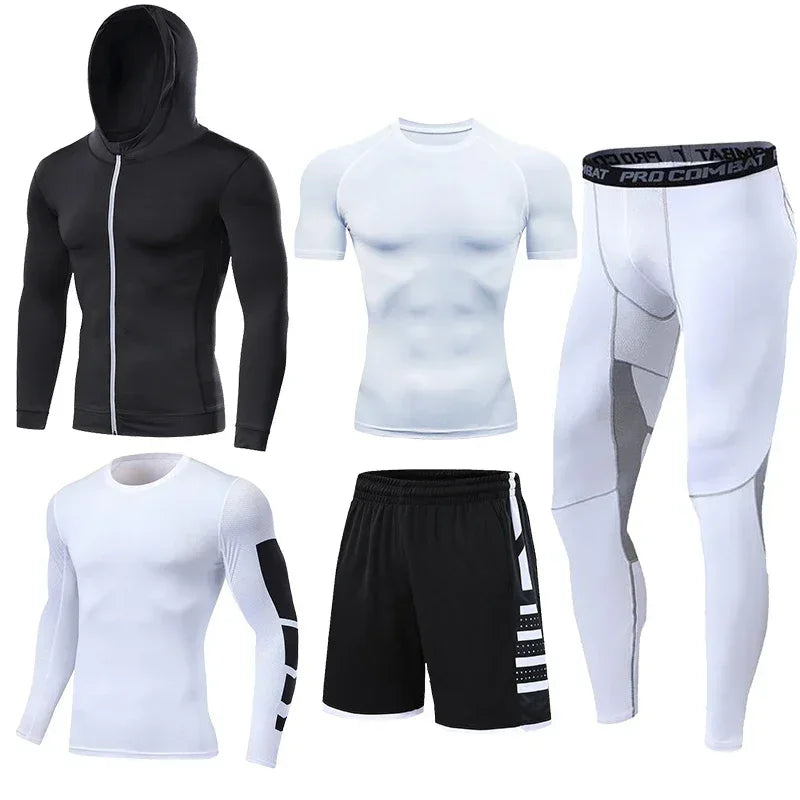 Herren Lauf-Trainingsanzug Fitness Sportbekleidungs-Set Kompressions-Leggings Sportkleidung Gym Enganliegende Jogginghose Rash Guard Lycra