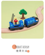 Elektrische Holzeisenbahn für Kinder, kompatibel mit Holzschienen, magnetische Verbinder, selbstfahrender Zug aus Druckgussmetall für Jungen und Mädchen ab 3 Jahren