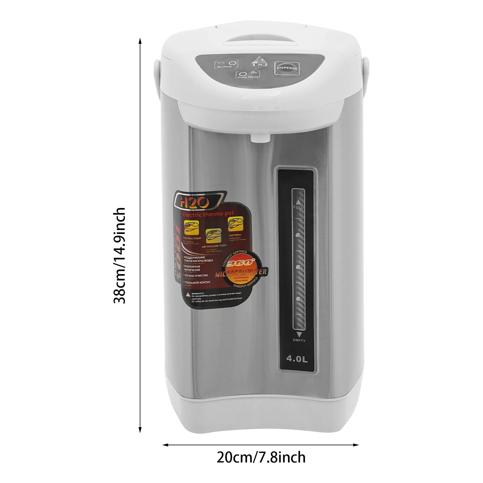 4L elektrischer Wasserkocher & Wärmer, 750W Edelstahl Heißwasserspender mit 3 Ausgabemodi, 90°C Warmhaltefunktion