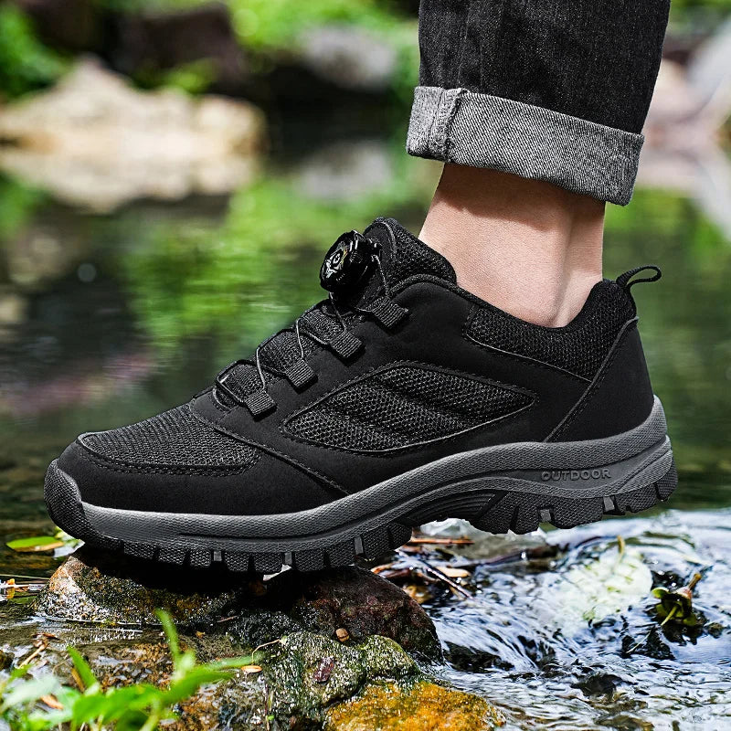Herren-Outdoor-Sportschuhe für Frühling und Herbst mit drehbarer Schnalle, bequem, rutschfest, Wanderschuhe, große Größen 39–48