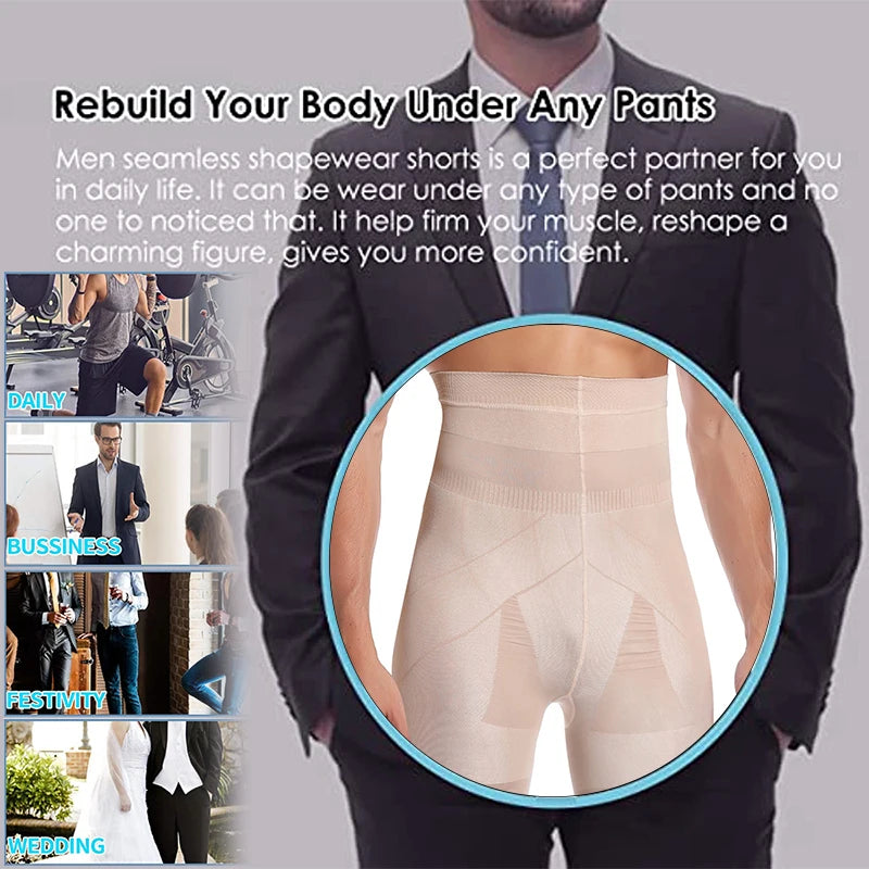 Herren Body Shaper Bauchkontroll-Shorts Shapewear Bauchmieder Boxer Slips Hohe Taille Schlankheitsunterwäsche Bein Kompressionshose