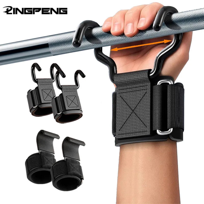 Weight Lifting Hook Grips With Wrist Wraps Hand-Bar Wrist Strap Gym Fitness Hook Weight Strap Pull-Ups Power Lifting Gloves Main image