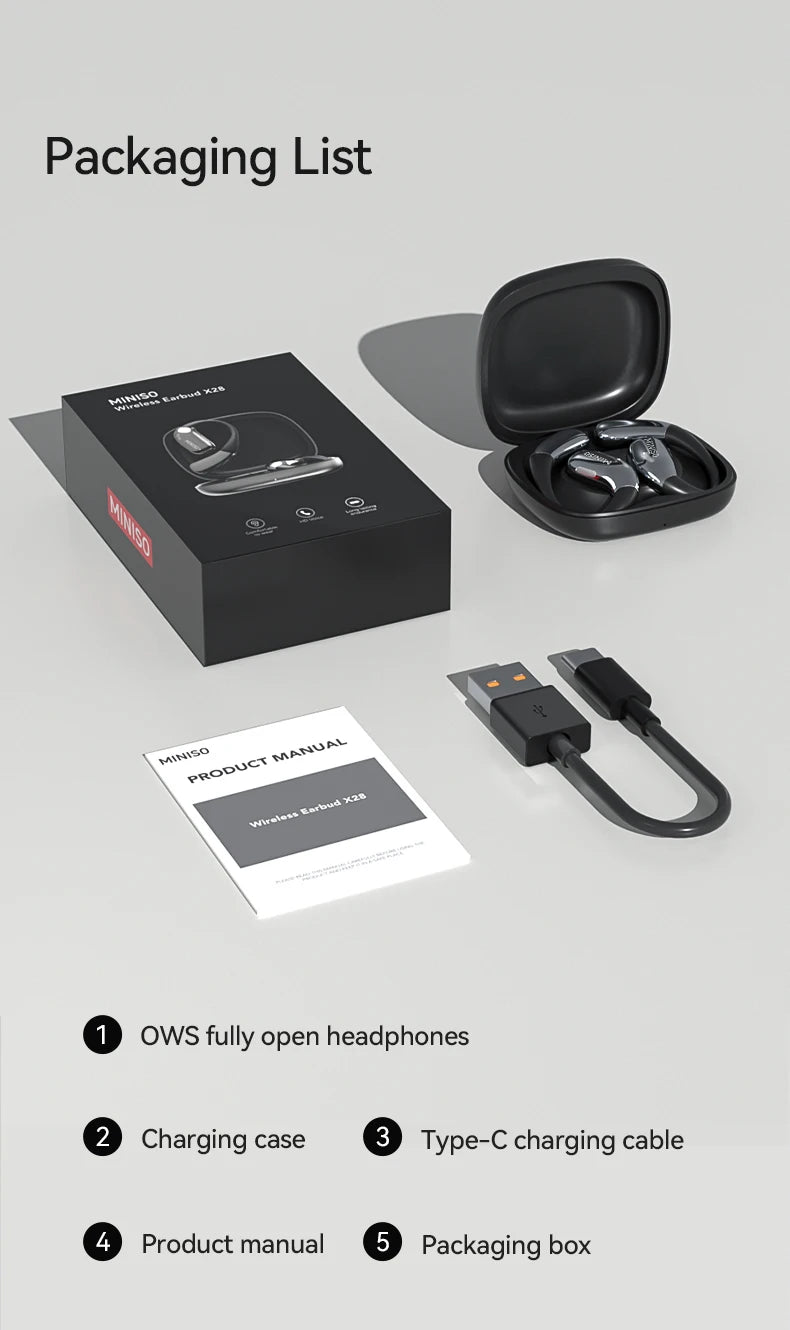 [AI-Übersetzer-Kopfhörer]MINISO X28 Kabellose Kopfhörer Bluetooth 5.4 HiFi IPX5 Wasserdicht Sport Bass Leistungsstark 16 Std. Akkulaufzeit