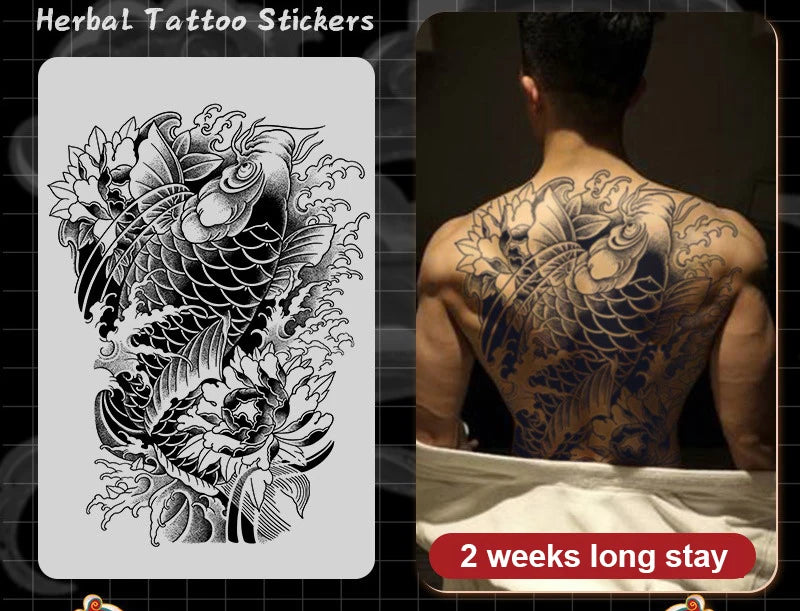 Magic Juice Tinte Wasserdichte Tattoo Aufkleber Große Größe Kräutersaft Temporäre Tattoos Männer Body Art Drache Tiger