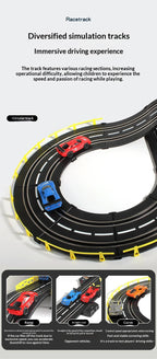 Elektrische ferngesteuerte Slot-Car-Rennbahn, groß, 2 Spieler, wettbewerbsfähig, Dual-Modus, ferngesteuert, einstellbar, Spleißen, Kinder-Erwachsenen-Geschenkset
