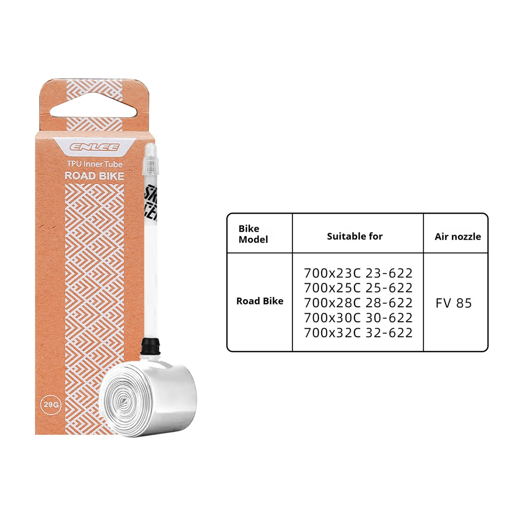 ENLEE Fahrradschlauch TPU Sclaverandventil Rennrad Mountainbike TPU Schlauch Presta Ventil 45mm 65mm 85mm Fahrradschlauch Fahrradteile