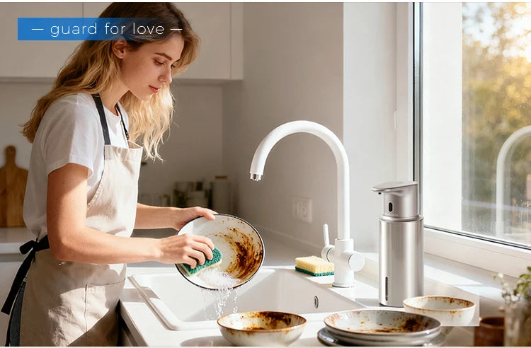 480ml Küchen-Seifenspender Automatischer Sensor Händedesinfektionsmittel Maschine Intelligenter elektrischer Körperwasch-Seifenspender aus 304 Edelstahl