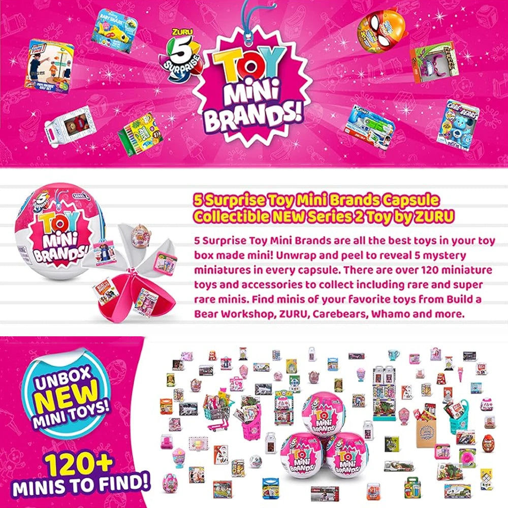 Zuru 5 Surprise Mini Brands Spielzeug Toy Mini Brands Serie 2 Überraschungskapsel Spielzeugladen Einkaufsspielzeug Mini Brands Sammelspielzeug