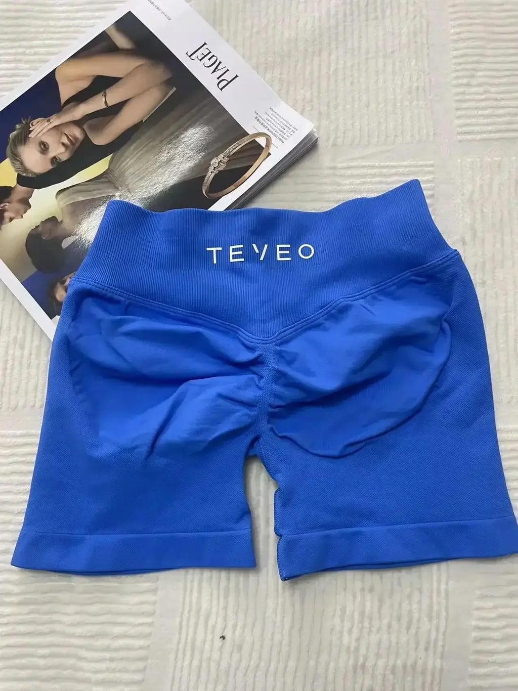 TEVEO Damen Yoga Shorts Dehnbar Atmungsaktiv Peach Butt Lift Fitness Laufshorts High Waist Stretch Schweißableitend