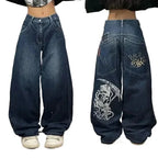 Amerikanische Y2K 2025 Neue weite Baggy Black Jeans Oversized Damen Street Casual Joker Denim-Hose Paar-Jeans Vintage Streetwear