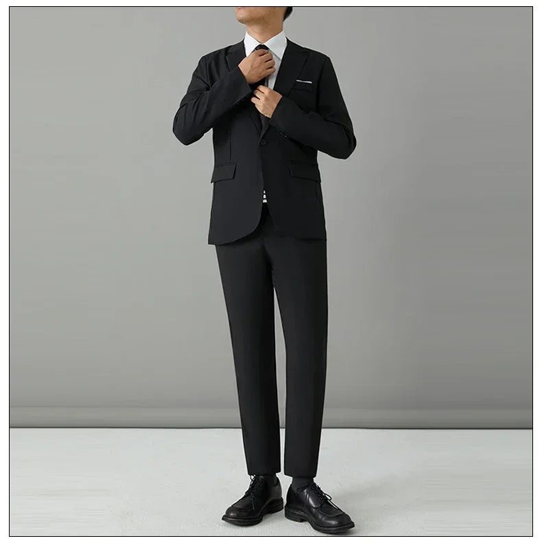 S-8XL Anzug Herrenmode Casual Outdoor (Blazer + Hose) Gentleman Business Hochzeit Slim-fit Formeller Britischer Stil Hochzeitsanzug
