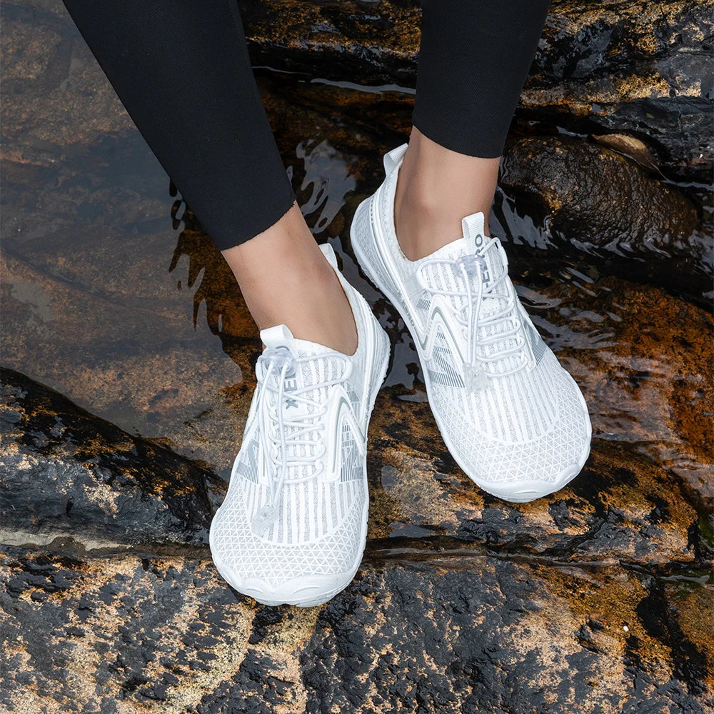 Oiaano Barfußschuhe Herren Schwarz Damen Wassernetz Minimalistische Sneaker Sport Aqua Strand Weiche Sohle Leicht Atmungsaktiv Outdoor Wandern