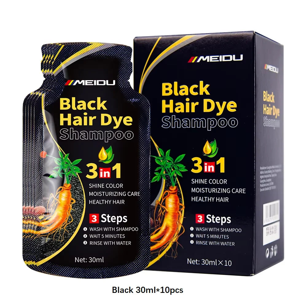 30ml/500ml 3-in-1 Schnell-Haarfärbeshampoo Naturschwarz Kräuter-Haarfarbe Feuchtigkeitsspendend Milde Haarfärbe-Pflegespülung Haarpflegeprodukte