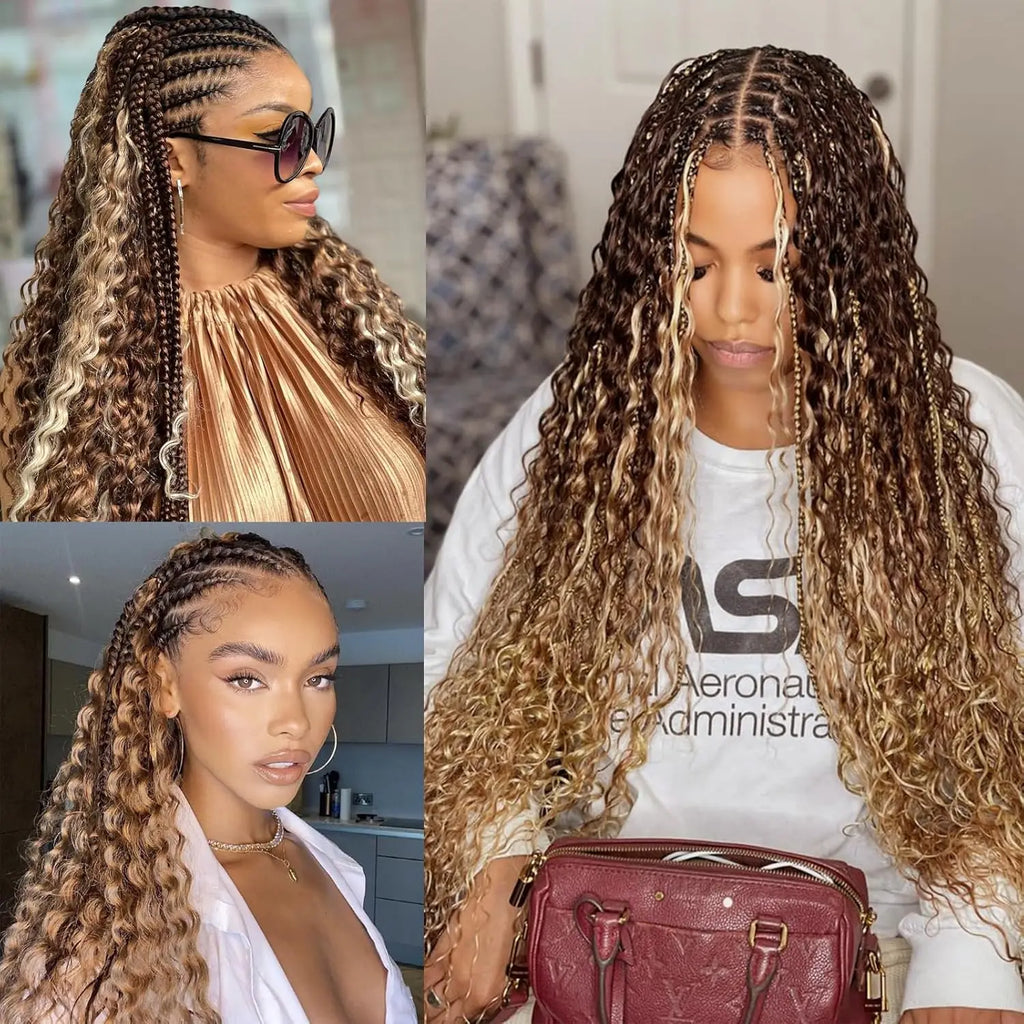 P4/27 Highligt Deep Wave Bulk Human Hair Braiding Blonde Curly Brazilian Human Hair Extensions for Micro Braiding No Weft