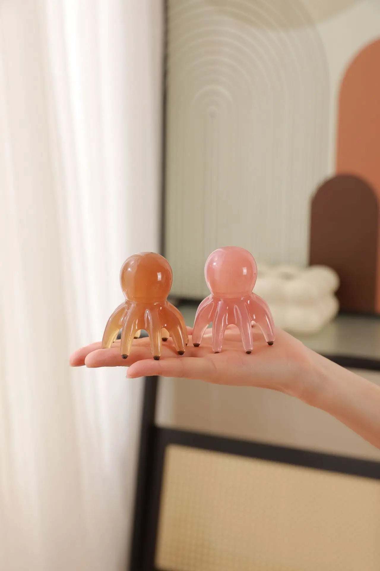 Resin Octopus Massage Comb Head Meridian Scraping Scalp Massage Brush Acupuncture SPA Gua Sha Massage Comb Fatigue Relief