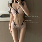 YUQI Verführerisches japanisches Lolita-Dessous-Set Süßer Tee Mousse BH & Höschen Spitze Strumpfhalter Kostenloser Versand Braut Valentinstag