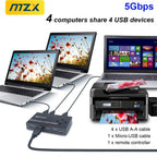 MZX 4x4 USB 3.0 Switch Wahlschalter KVM Switcher Hub 3 0 Kabel PC Laptop Computer USB-Geräte Tastatur Maus Drucker KVM-Switch teilen