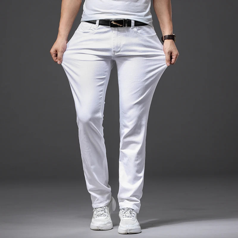 Herren Weiße Jeans Fashion Casual Klassisch Slim Fit Weiche Hose Herren Marken Hochwertige Stretch-Hose Zweitbild