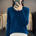 Damen 100% Merinowolle Pullover V-Ausschnitt Basic Pulli Herbst Winter Kaschmir Kleidung Langarm Weiche Strickware Oberteile Unifarben