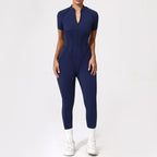 Damen-Trainingsanzug Fitness-Workout Sportkleidung Outfit Reißverschluss-Jumpsuit Yoga Fitness Overall Set Offene Rücken Bodysuits Anzug für Damen