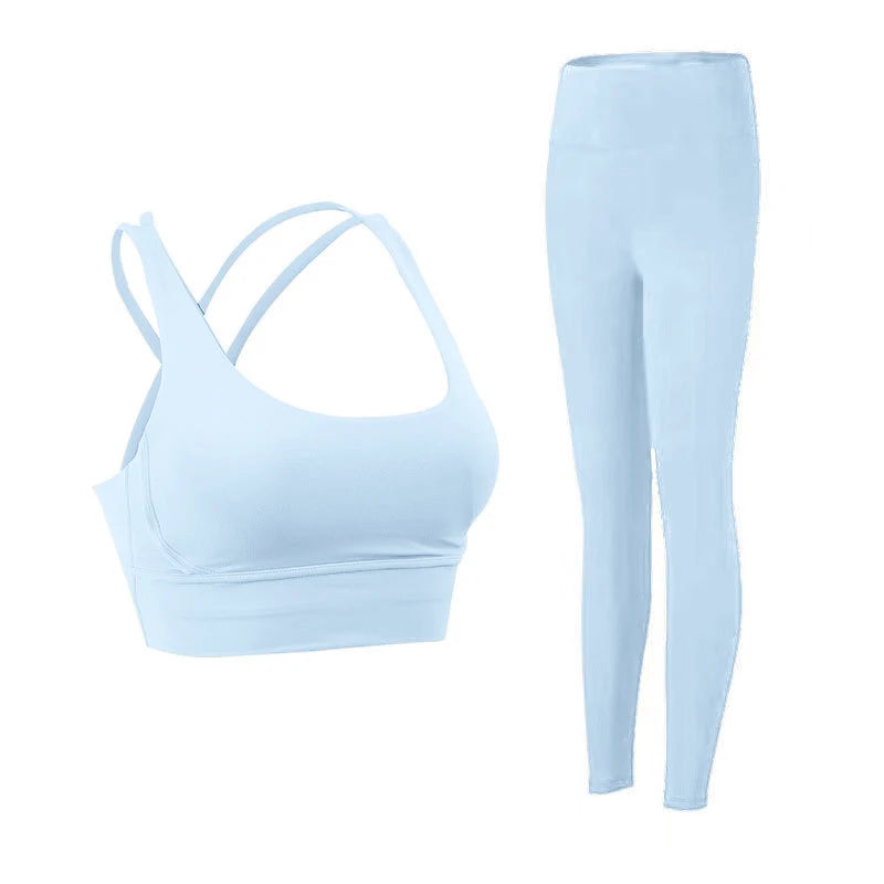 2-teiliger Yoga-Anzug für Damen Trainingsanzug Sportkleidung Pilates Fitness-Anzug Gym Workout Push-up Kleidung Sport-BH Leggings-Anzug