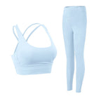 2-teiliger Yoga-Anzug für Damen Trainingsanzug Sportkleidung Pilates Fitness-Anzug Gym Workout Push-up Kleidung Sport-BH Leggings-Anzug