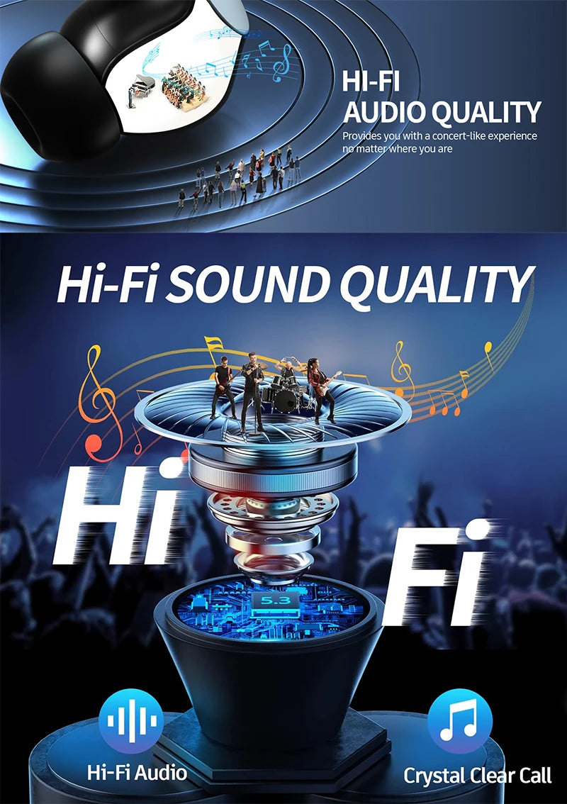 Kabellose Bluetooth 5.3 Kopfhörer 60 Std. Wiedergabezeit LED-Leistungsanzeige Ohrhörer Mikrofon Geräuschunterdrückung Stereo Sound Earphones