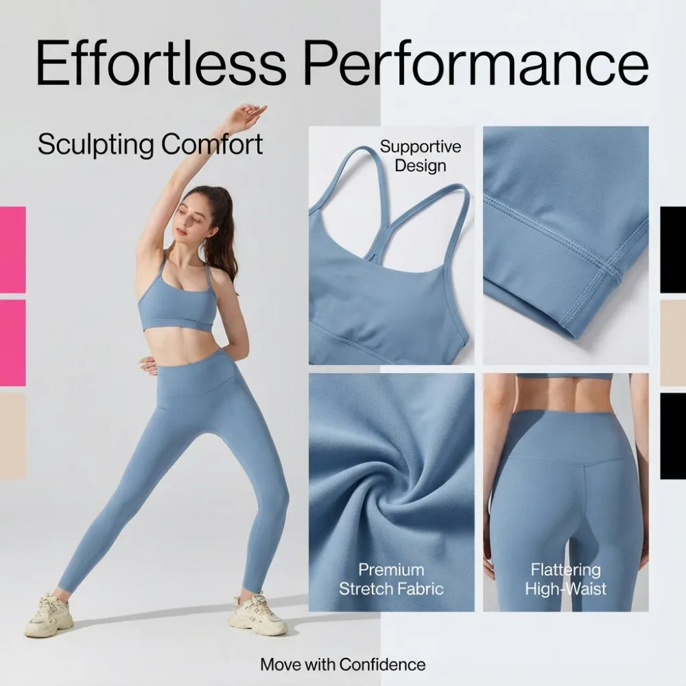 Activewear Set 2-teilig: Sport-BH & High Waist Leggings, Workout-Outfit für Yoga, Laufen, Fitness & Gym Kleidung für Damen