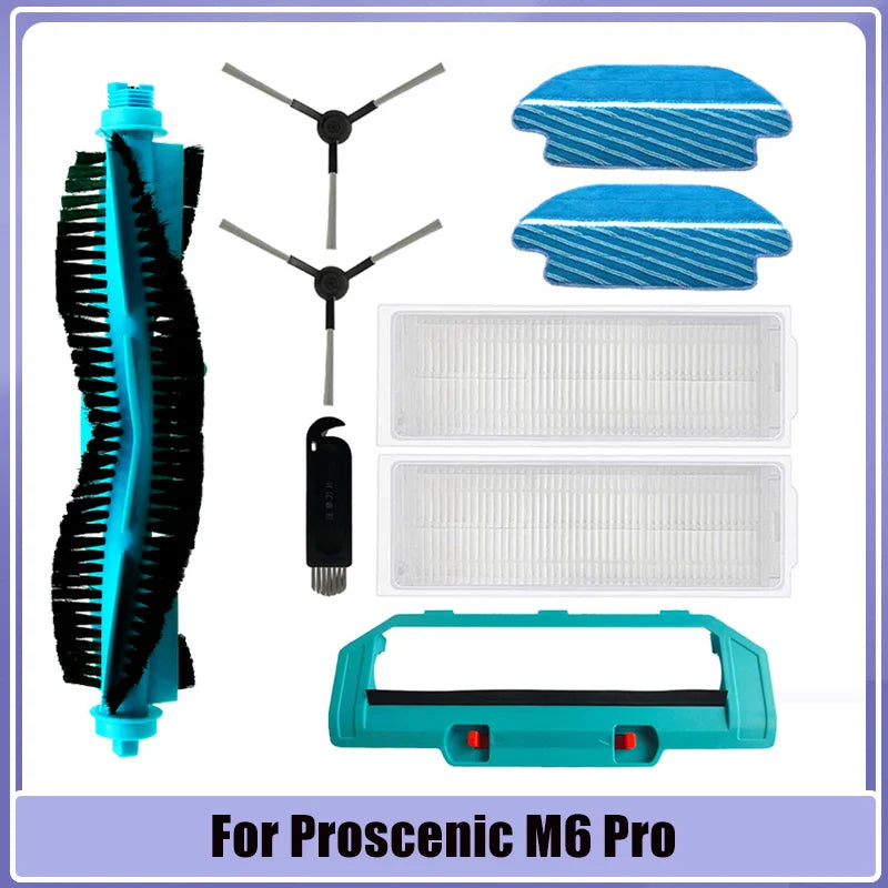 Zubehör für Proscenic M6 Pro Saugroboter Ersatzteile Hauptbürste Seitenbürste Hepa-Filter Wischtuchpad Ersatzteile